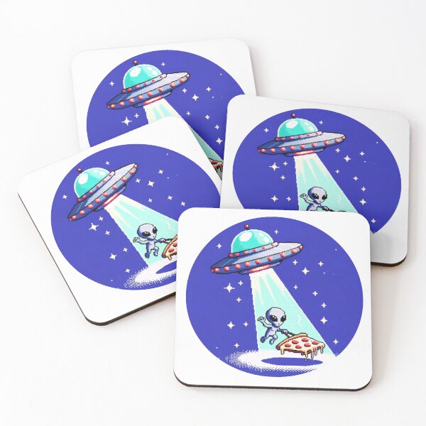 Item preview, 8-Bit Alien UFO Pizza Abduction - Colorful Pixel Art designed and sold by PixelPunkster.