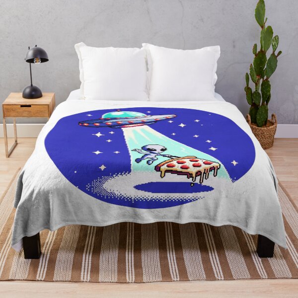 Item preview, 8-Bit Alien UFO Pizza Abduction - Colorful Pixel Art designed and sold by PixelPunkster.