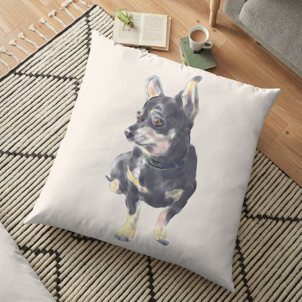 Little Dog Waiting Floor Pillow
