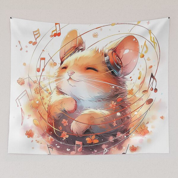Item preview, Music-Loving Dormouse with Headphones and Colorful Sound Waves designed and sold by PaintbrushPlace.