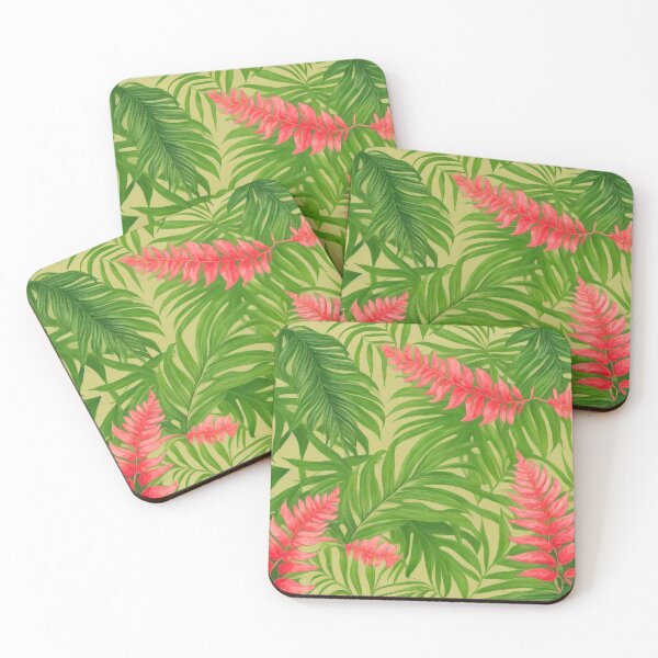 Item preview, Green And Pink - VintageTropical Fern Leaves Pattern Décor designed and sold by SassyArtistry.