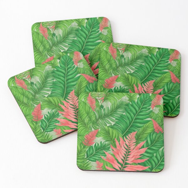 Item preview, Pink And Greenery - Vintage Tropical Fern Leaves Pattern Décor designed and sold by SassyArtistry.