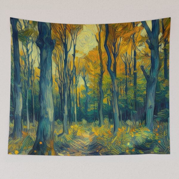 Item preview, Autumn Forest Scene - Oil Painting Digital Art - Van Gogh Style designed and sold by Star-Fragment.