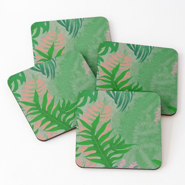 Item preview, Calming Greenery - Vintage Pink Tropical Fern Leaves Pattern Décor designed and sold by SassyArtistry.