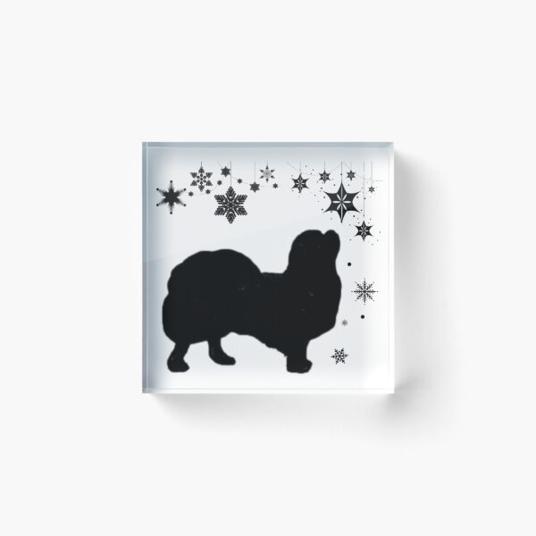 Item preview, Tibetan Spaniel with Snowflakes Christmas Silhouette Design designed and sold by Monica C. Webster.