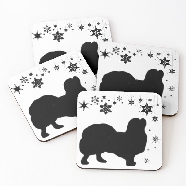 Item preview, Tibetan Spaniel with Snowflakes Christmas Silhouette Design designed and sold by Monica C. Webster.