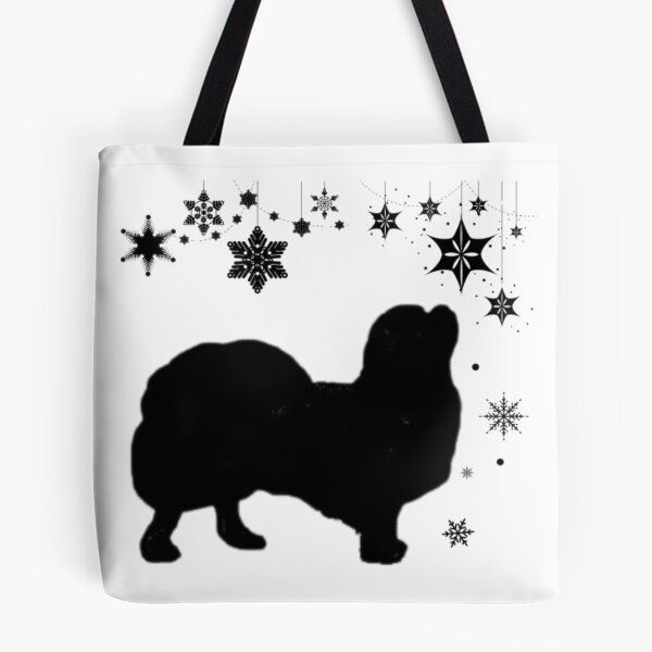 Item preview, Tibetan Spaniel with Snowflakes Christmas Silhouette Design designed and sold by Monica C. Webster.