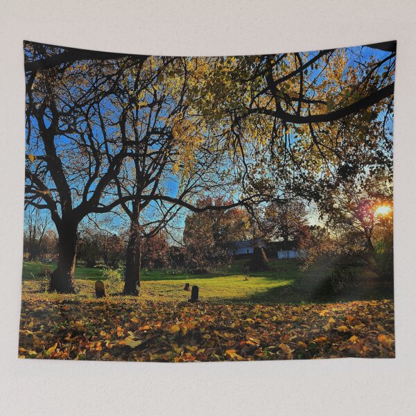 Item preview, Beautiful Autumn Cemetery Sunset Landscape  designed and sold by TwistedP-Photos.