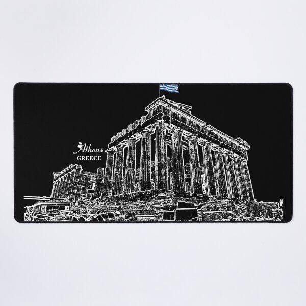 Item preview, Athens, Greece - Parthenon at Acropolis with Greece Flag designed and sold by leemcnut.