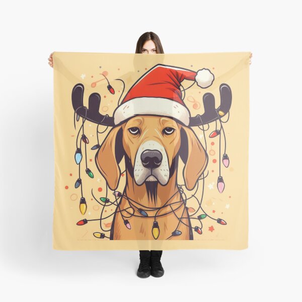 Item preview, Unamused dog covered in christmas lights designed and sold by FuzyFriendHaven.