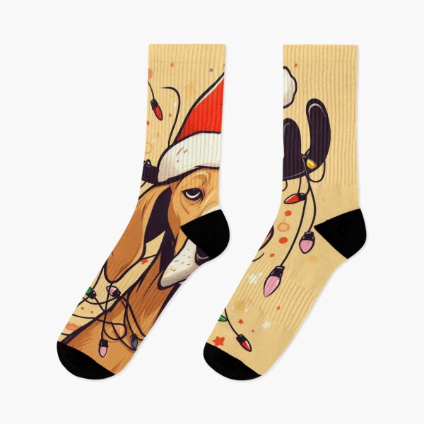 Item preview, Unamused dog covered in christmas lights designed and sold by FuzyFriendHaven.