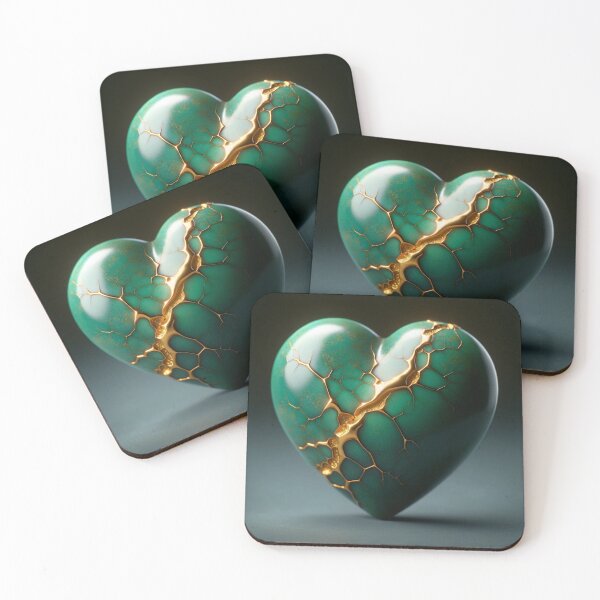 Item preview, Kintsugi Style Broken Heart in Bottle Green Gold designed and sold by Obibobishop.