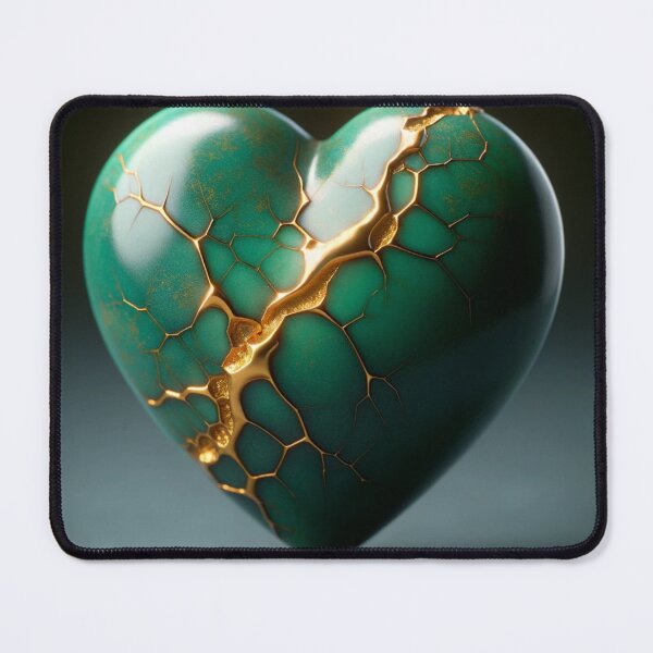 Item preview, Kintsugi Style Broken Heart in Bottle Green Gold designed and sold by Obibobishop.