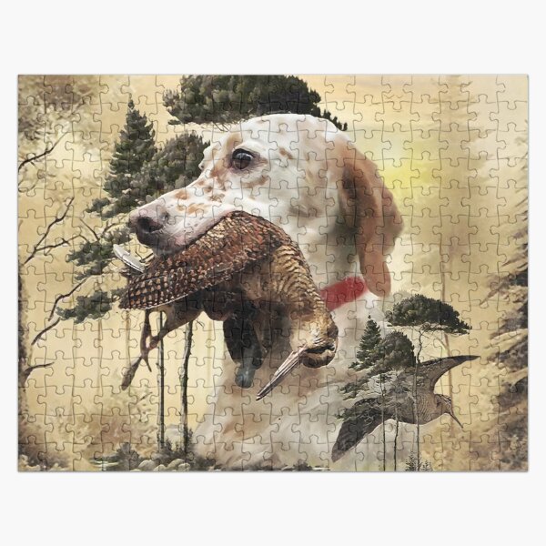 Vista previa del artículo con la obra «Una becada con el setter inglés», diseñado y vendido por TammyHunterArt.