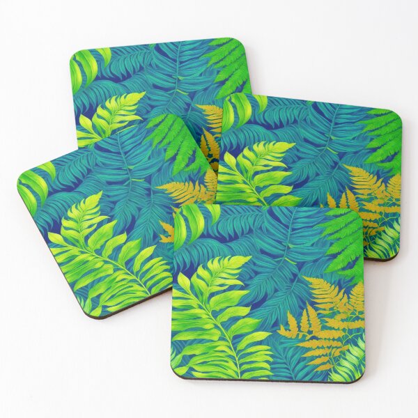 Item preview, Blue Colorful Play - Vibrant Green Tropical Fern Leaves Pattern  designed and sold by SassyArtistry.