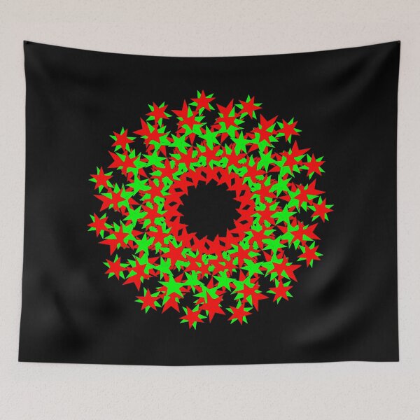Item preview, Red and Green Christmas Wreath with Red and Green Stars designed and sold by Victoria Rose.