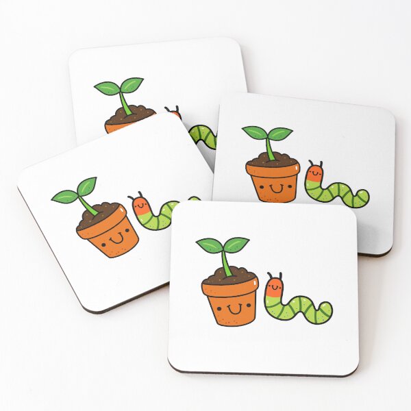 Item preview, Kawaii Caterpillar and Potted Plant designed and sold by kawaiilife.