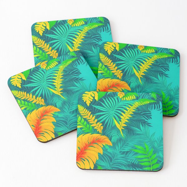 Item preview, Colorful Play - Vibrant Turquoise Tropical Fern Leaves Pattern  designed and sold by SassyArtistry.