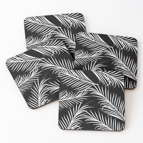 Item preview, Black & White Palm Leaves designed and sold by ThrowCushionCo.