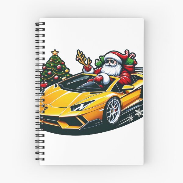 Item preview, High-Speed Holidays: Santa's Sleek Yellow Lamborghini Adventure designed and sold by AIARTIST1.