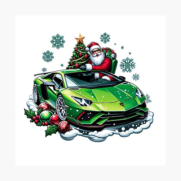 Item preview, Santa's Luxe Ride: Festive Green Lamborghini with Christmas Cheer designed and sold by AIARTIST1.