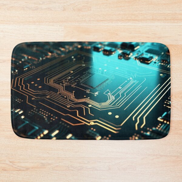 Artikelvorschau, Teal and Gold CPU Circuit Board Mousepad - Machine Aesthetics - computer nerd entworfen und verkauft von MedusaAiArt.
