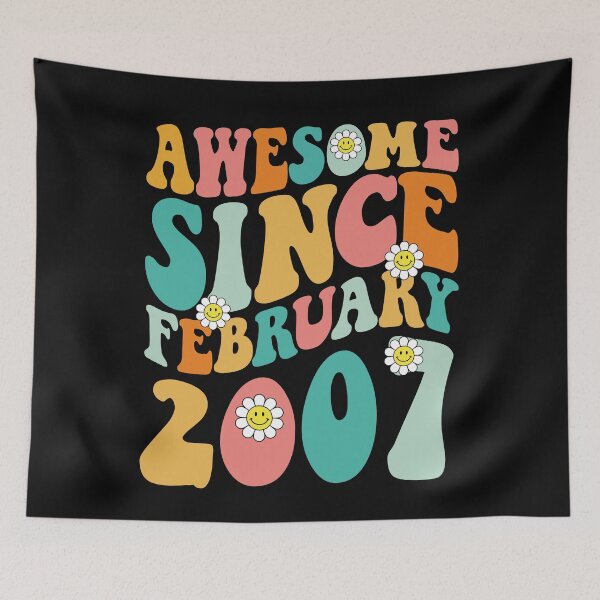 Item preview, Awesome Since February 2007 | Made In 2007 | Retro Groovy Birthday designed and sold by Christina-grich.
