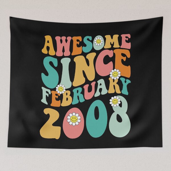 Item preview, Awesome Since February 2008 | Made In 2008 | Retro Groovy Birthday designed and sold by Christina-grich.