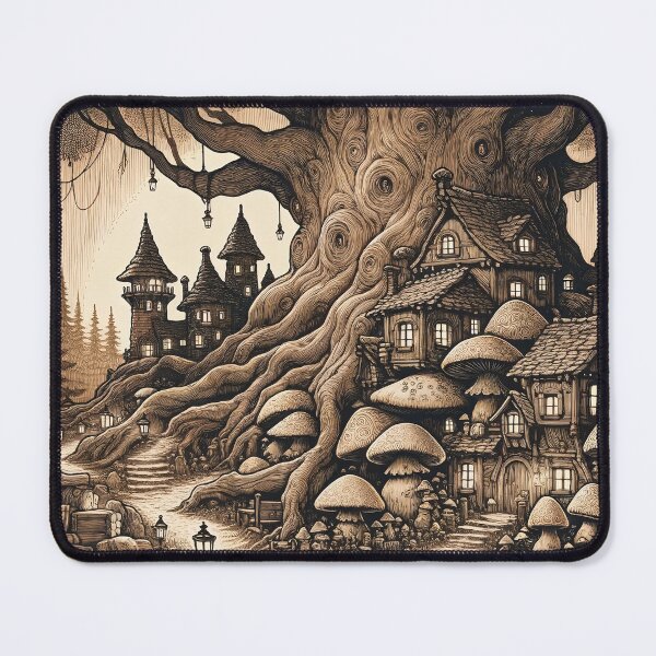 Item preview, Moonlit Enchanted Tree Village Artistry designed and sold by PictorialWhimsy.