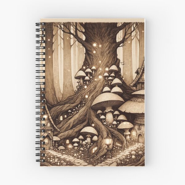 Item preview, Mystical Mushroom Village in Enchanted Forest designed and sold by PictorialWhimsy.