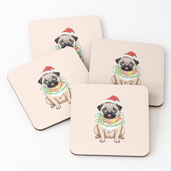 Artikelvorschau, Mops mit Weihnachtsbeleuchtung entworfen und verkauft von Itsheartshop.