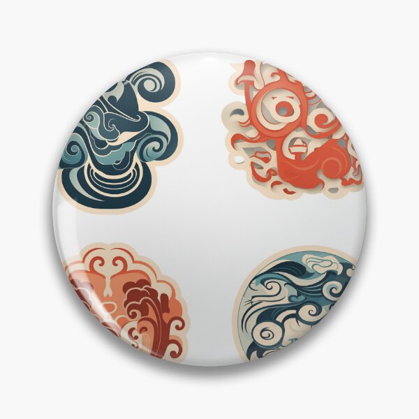 Artikelvorschau, Chinesisches Longetivity Mystical Ocean Waves Ornament Chinoiserie-Logo entworfen und verkauft von WILSONCSB.