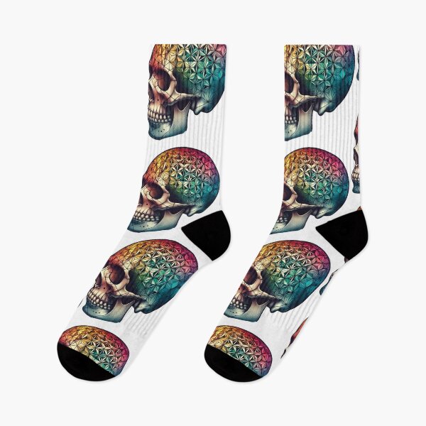 Artikelvorschau, Geometrischer Totenkopf - Regenbogenverlauf entworfen und verkauft von nautilusart.