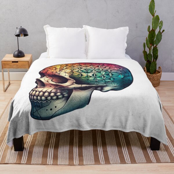 Artikelvorschau, Geometrischer Totenkopf - Regenbogenverlauf entworfen und verkauft von nautilusart.