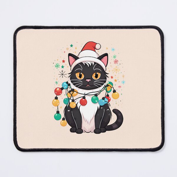 Item preview, Black Santa Cat With Christmas Lights designed and sold by Itsheartshop.