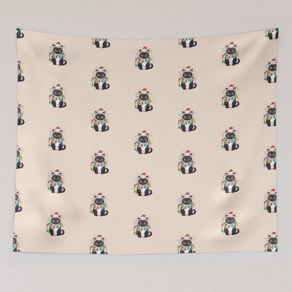 Item preview, Black Santa Cat With Christmas Lights designed and sold by Itsheartshop.
