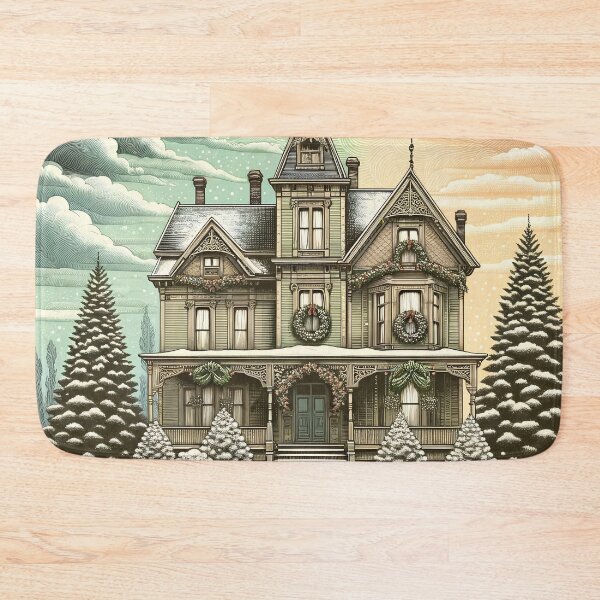 Item preview, Victorian Manor Amidst Twilight Snowfall designed and sold by PictorialWhimsy.