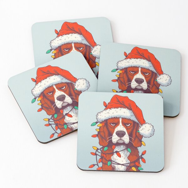 Item preview, Unimpressed dog covered in christmas lights designed and sold by FuzyFriendHaven.