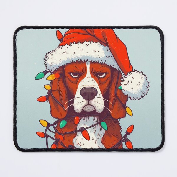 Item preview, Unimpressed dog covered in christmas lights designed and sold by FuzyFriendHaven.