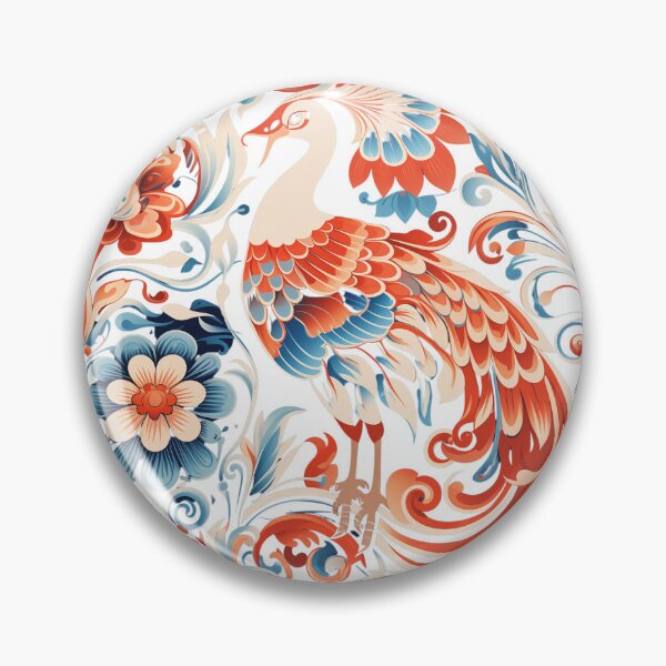 Item preview, Chinese Longetivity Mystical Phoenix Ornament Chinoiserie logo designed and sold by WILSONCSB.