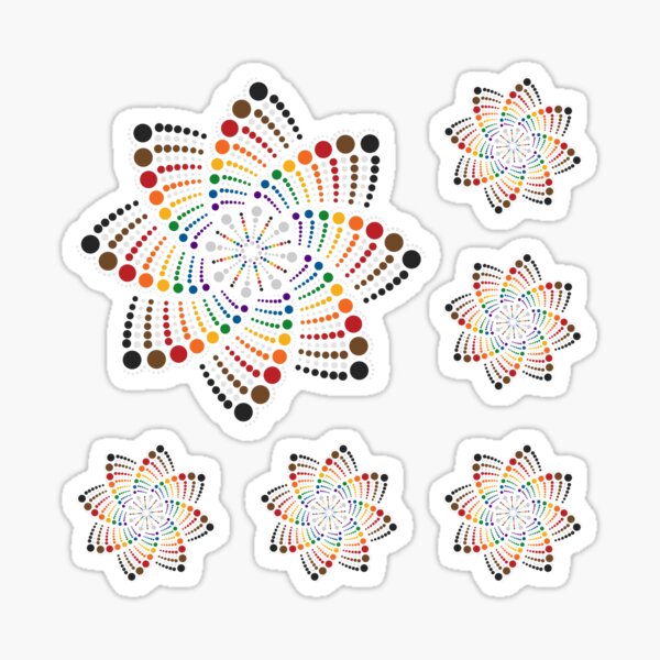 Geometric Mandala Dot Art Inclusive Rainbow Pride Pattern Sticker