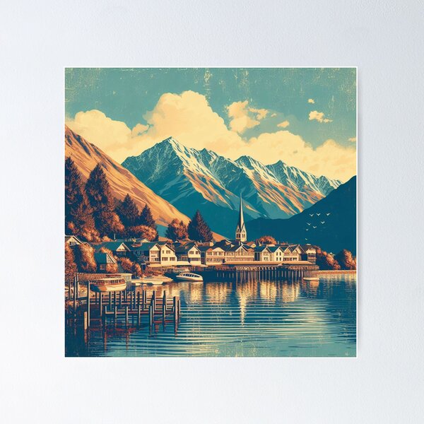Item preview, Queenstown New Zealand Painting designed and sold by yunamaliskova.