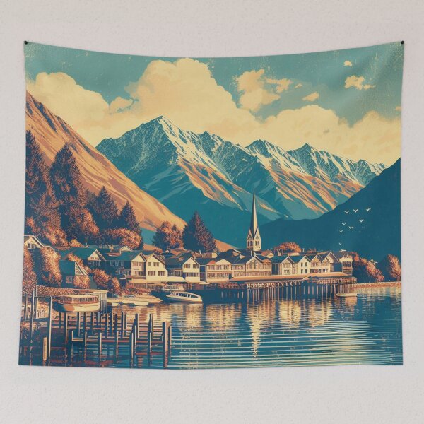 Item preview, Queenstown New Zealand Painting designed and sold by yunamaliskova.