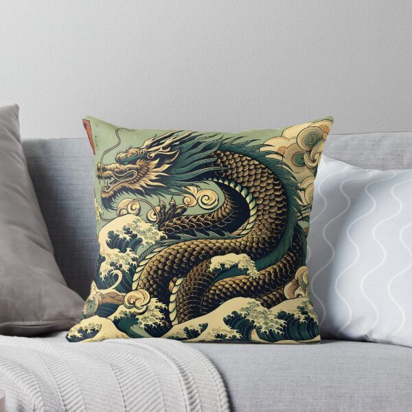 Artikelvorschau, Majestätischer Drache inmitten der Meereswellen entworfen und verkauft von PSeamless.