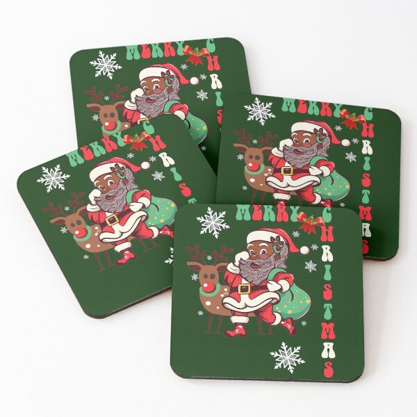 Item preview, African American Santa & Reindeer Merry Christmas designed and sold by tamdevo1.
