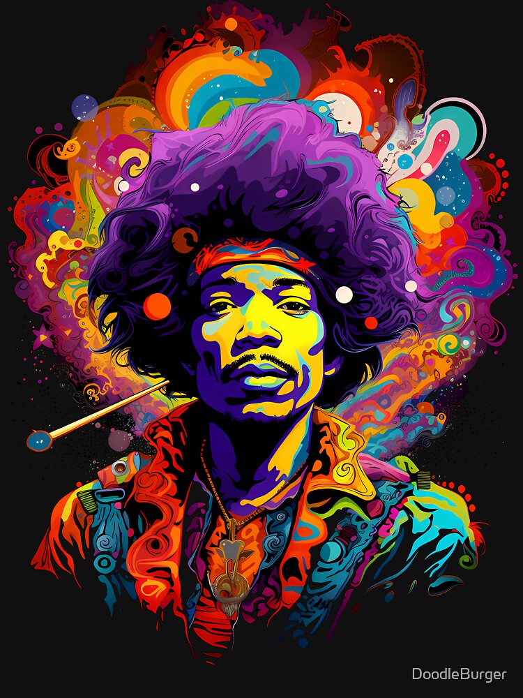 Thumbnail 5 of 5, Lightweight Hoodie, jimmy hendrix designed and sold by DoodleBurger.