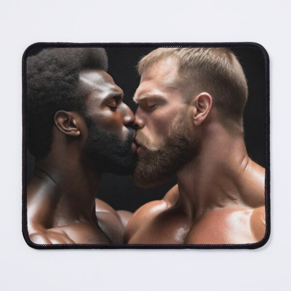 Item preview, interracial kiss, nice photo for you to enjoy on your t-shirt, poster or wherever you want to print it designed and sold by masculinepixels.