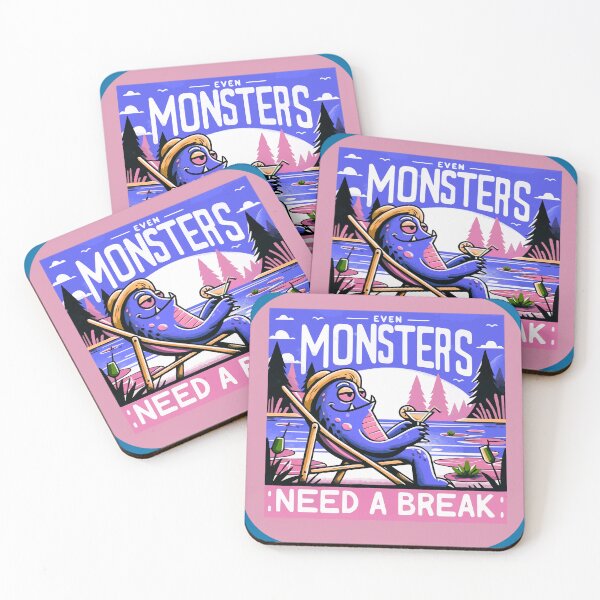 Item preview, Even Monsters Need a Break - Chilled Out Lake Creature Cartoon designed and sold by MegaDirt.