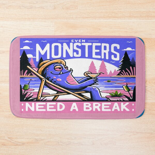 Item preview, Even Monsters Need a Break - Chilled Out Lake Creature Cartoon designed and sold by MegaDirt.