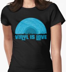 Blue Vinyl is love (black) Women's Fitted T-Shirt